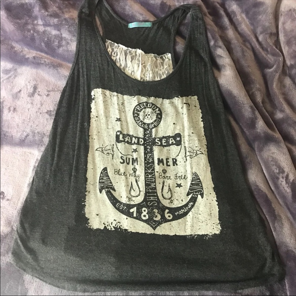 Grey racer back tank top size small